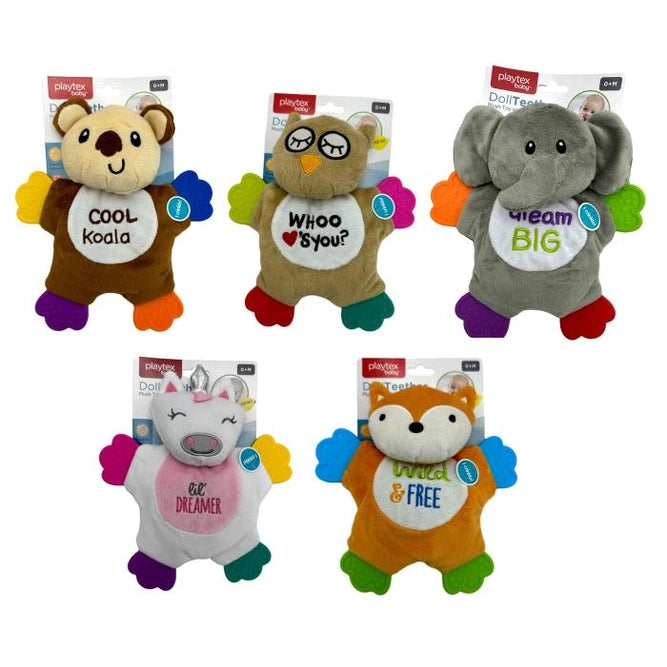 PLUSH ANIMAL DOLL TEETHER ASSORTED