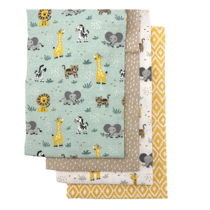 4 PC BOY'S RECEIVING BLANKET SAFARI FRIENDS