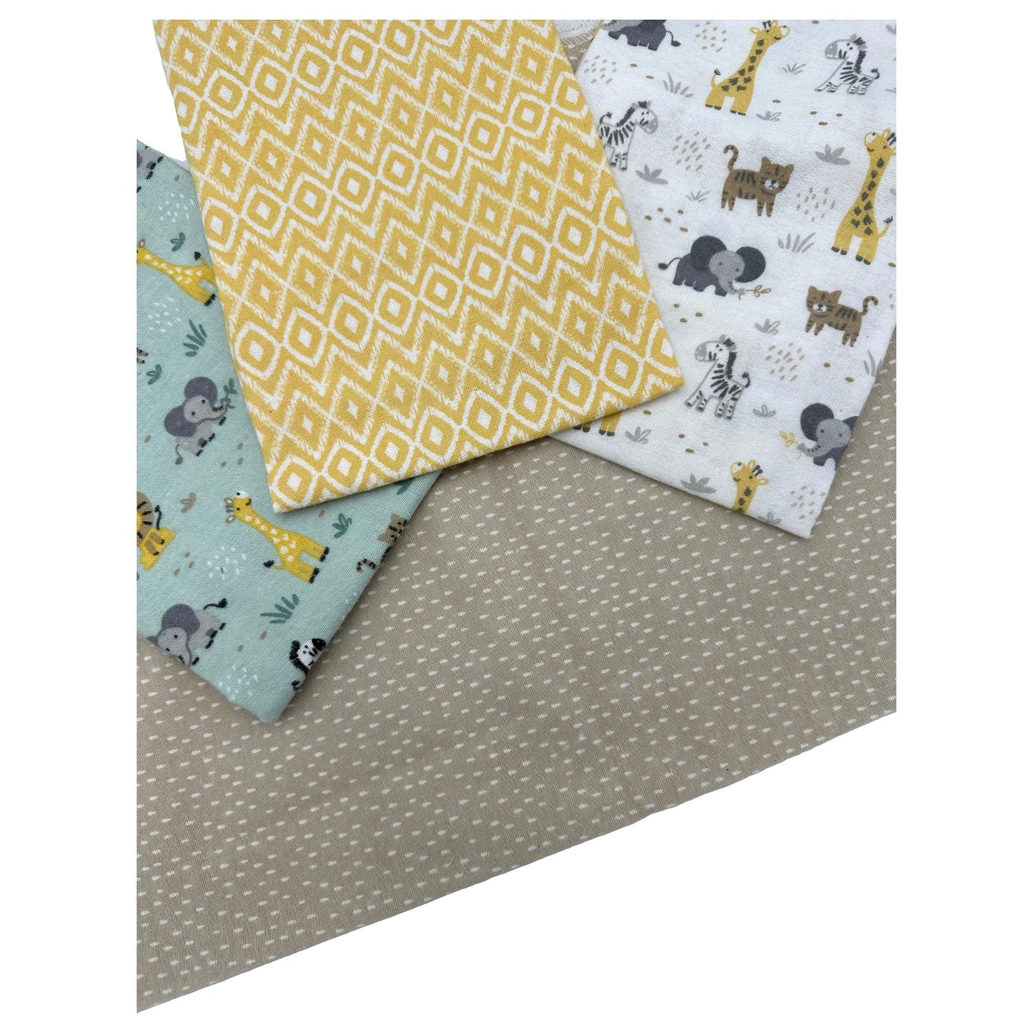 4 PC BOY'S RECEIVING BLANKET SAFARI FRIENDS