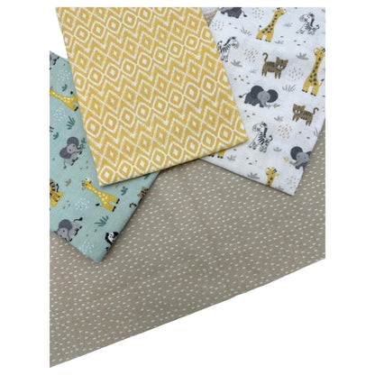 4 PC BOY'S RECEIVING BLANKET SAFARI FRIENDS
