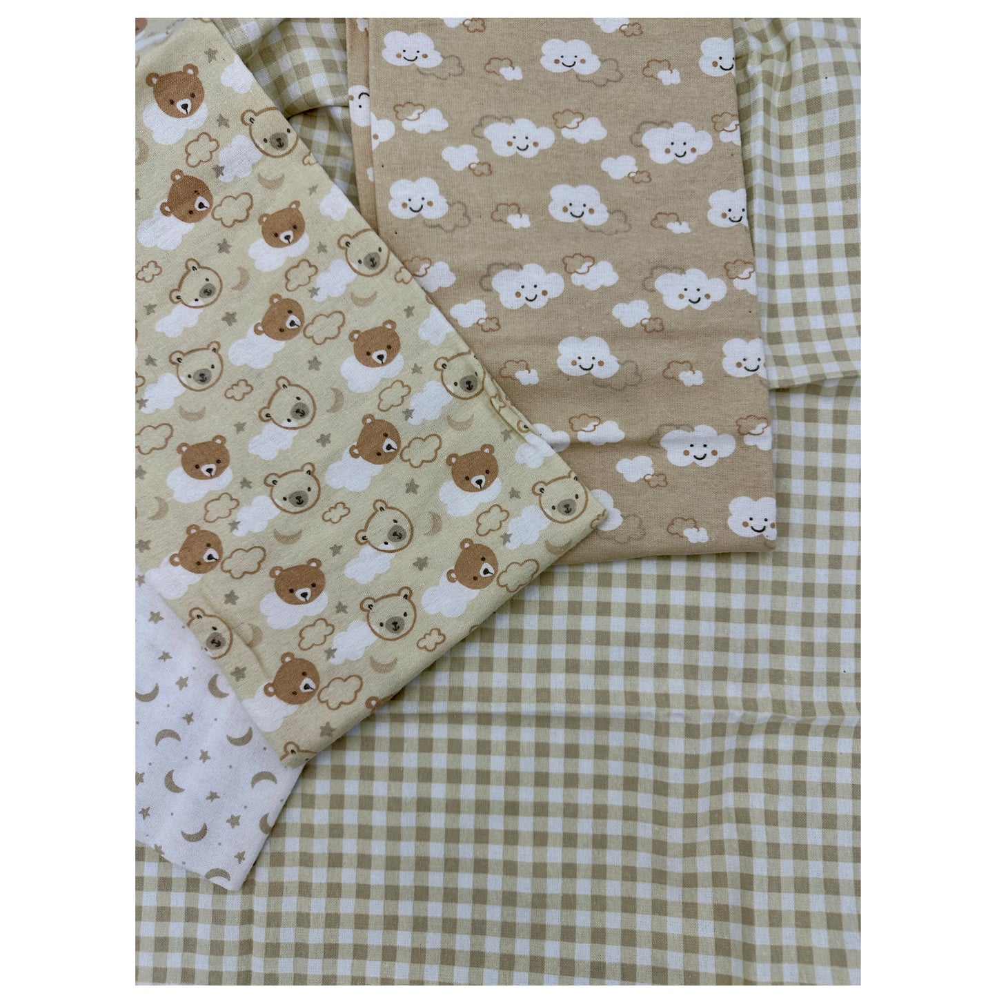 4 PC BOY'S RECEIVING BLANKET BROWN BEARS