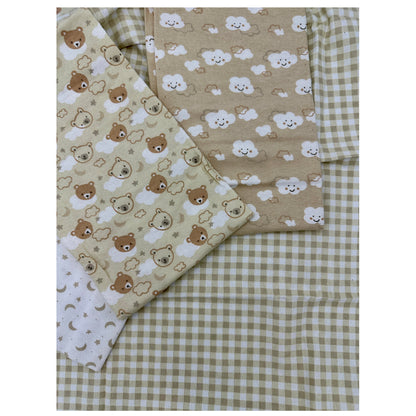 4 PC BOY'S RECEIVING BLANKET BROWN BEARS