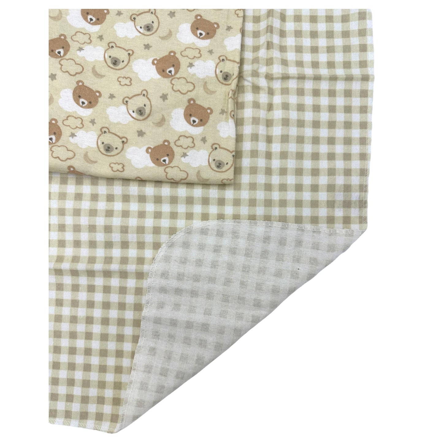 4 PC BOY'S RECEIVING BLANKET BROWN BEARS