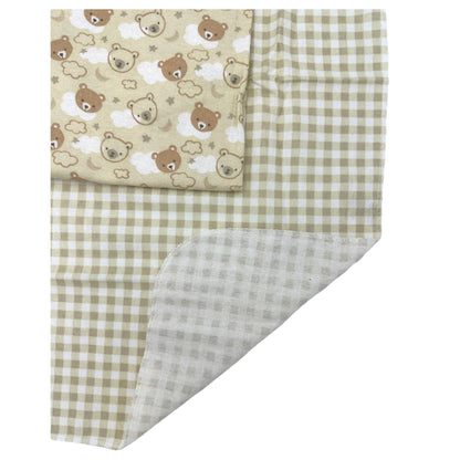 4 PC BOY'S RECEIVING BLANKET BROWN BEARS