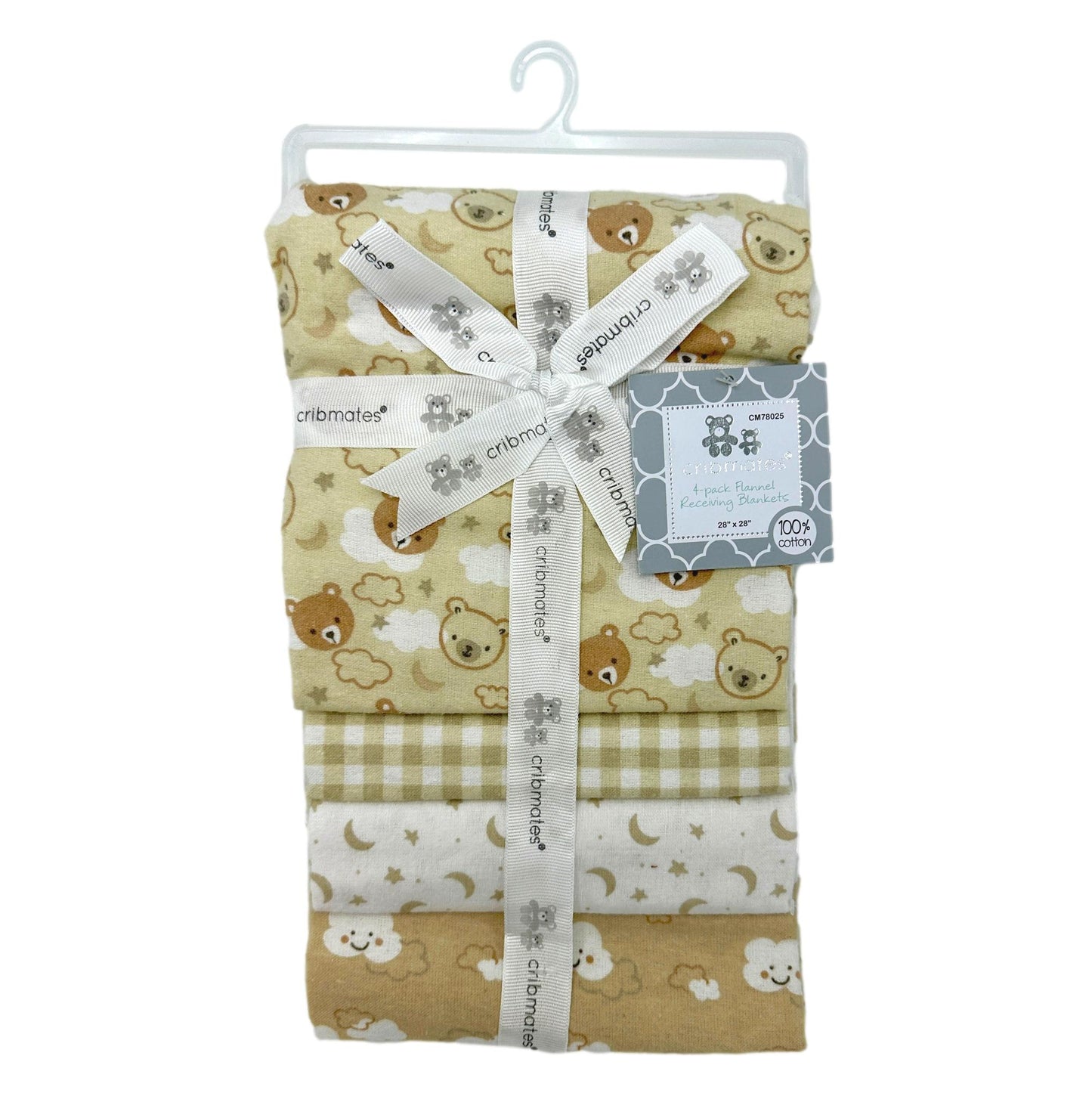 4 PC BOY'S RECEIVING BLANKET BROWN BEARS