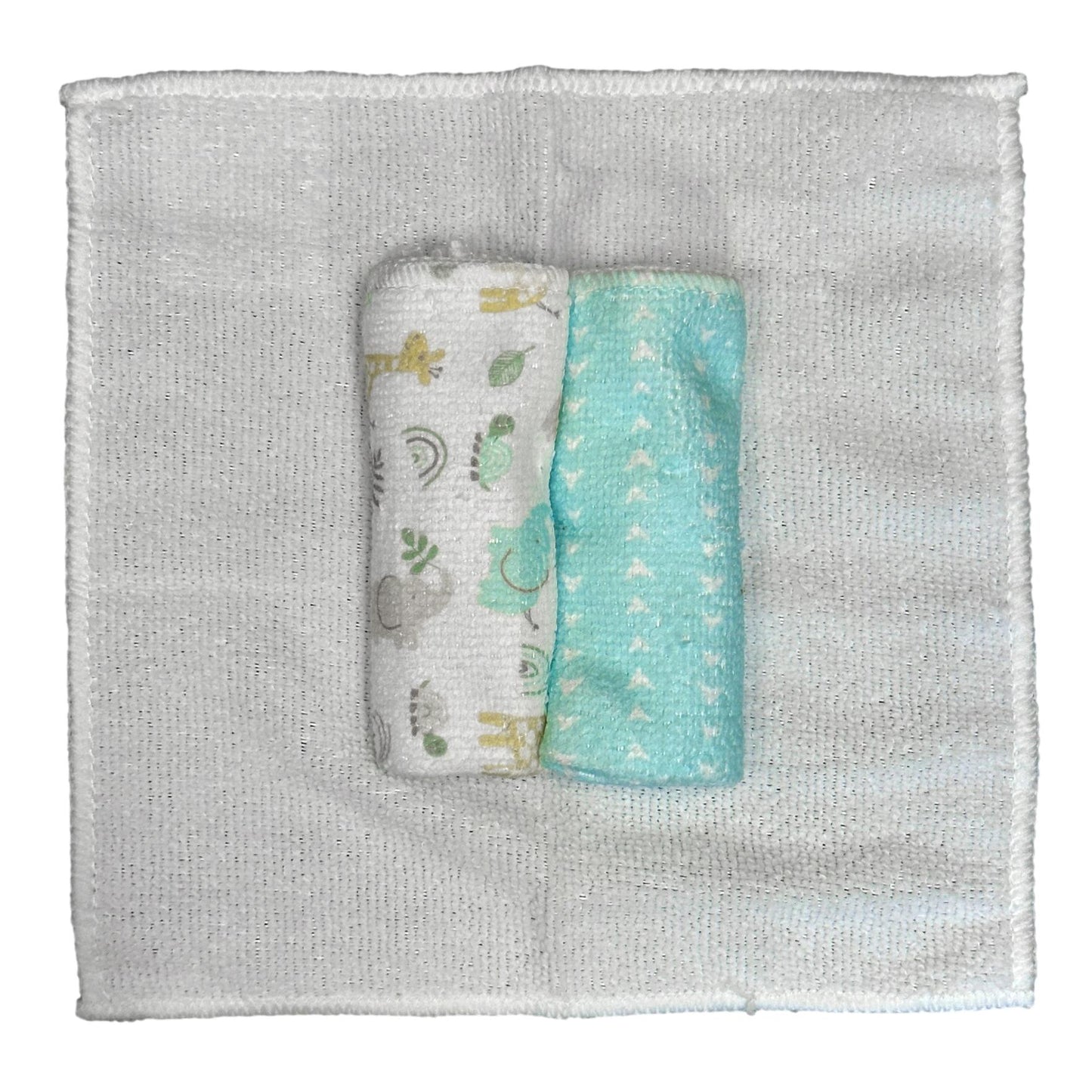 12 PC NEUTRAL WASHCLOTHS SET SAFARI ANIMALS