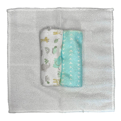 12 PC NEUTRAL WASHCLOTHS SET SAFARI ANIMALS