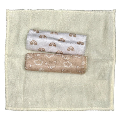 12 PC NEUTRAL WASHCLOTHS SET BROWN BEAR