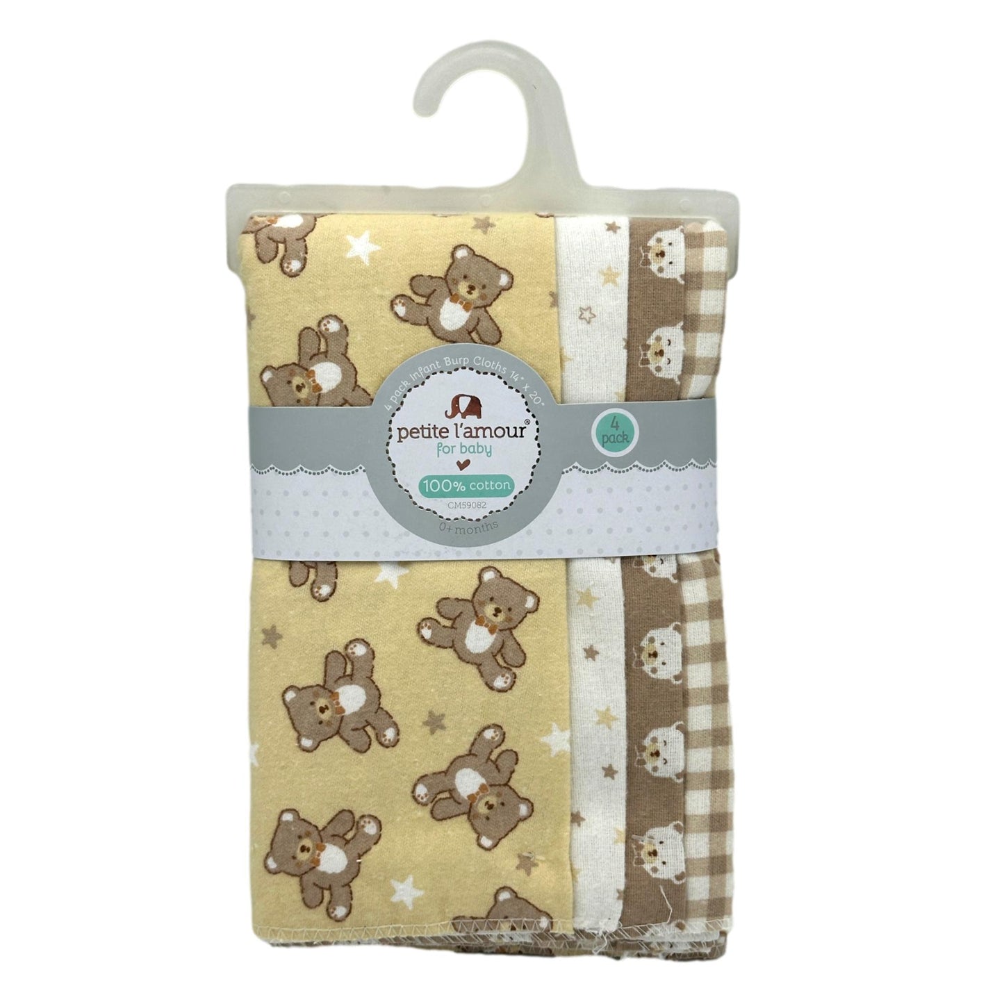4 PC TEDDY BEARS BURP CLOTH SET