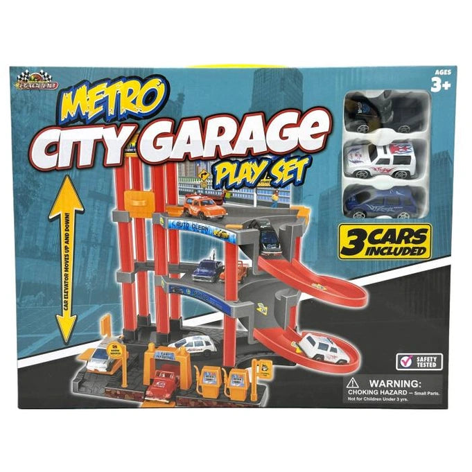 METRO CITY GARAGE PLAY SET WITH 3 CARS