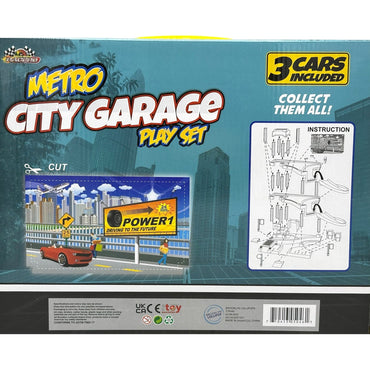 METRO CITY GARAGE PLAY SET WITH 3 CARS