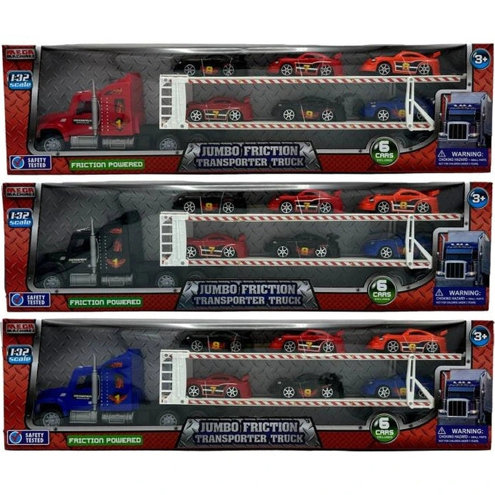 1:32 JUMBO 6 CAR TRANSPORTER TRUCK FRICTION POWERED