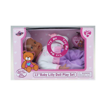 13 IN BLACK BABY LILLY DOLL AND BOTTLE