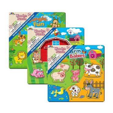 WOODEN PEG ANIMAL PUZZLE ASSORTED