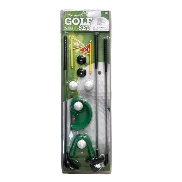 DELUXE GOLF PLAY SET WITH CLUBS, BALLS, AND HOLES