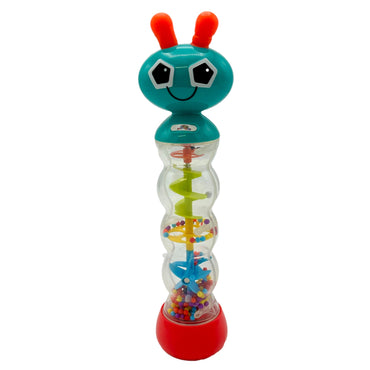 Caterpillar baby rattle with beads and propellers.
