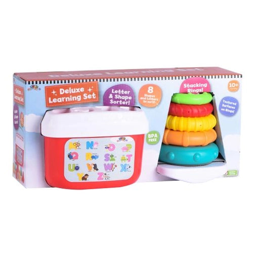 DELUXE TODDLER LEARNING SET SHAPE SORTER & STACKING RINGS