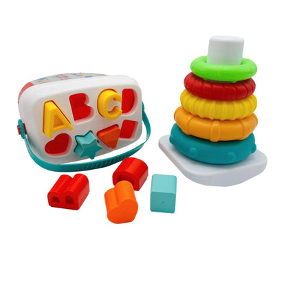 DELUXE TODDLER LEARNING SET SHAPE SORTER & STACKING RINGS