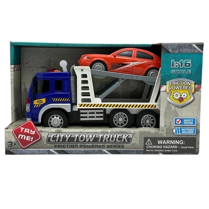 1:16 CITY TOW TRUCK AND CAR SET FRICTION POWERED