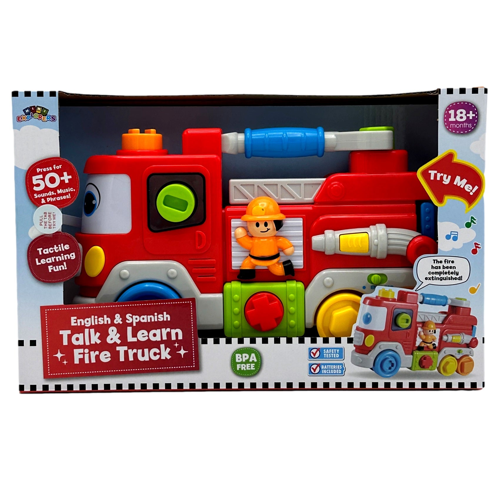 Toy fire truck in its packaging.