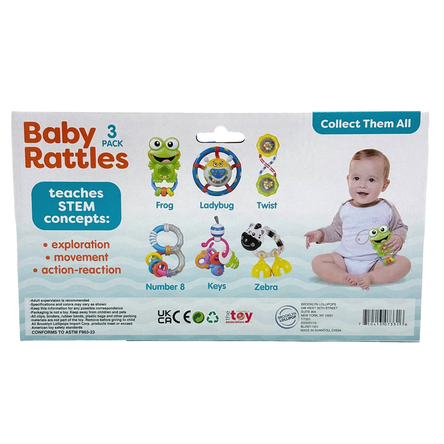 3 PK BABY RATTLES