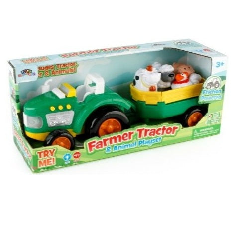 FARMER, TRACTOR, AND ANIMAL PLAYSET FRICTION POWERED