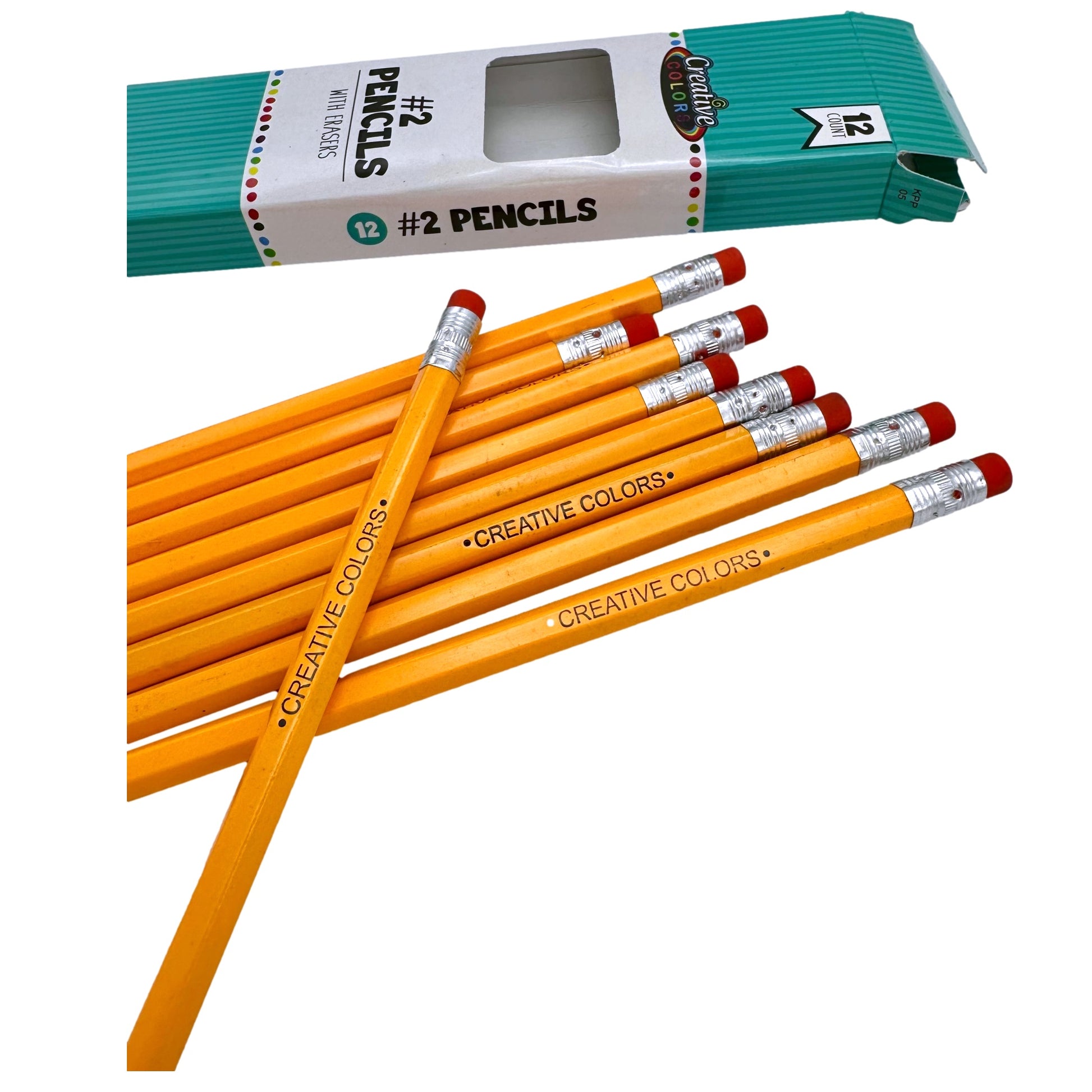 A package of yellow #2 pencils with red erasers.