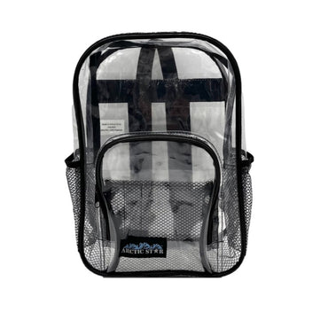 17 IN CLEAR VINYL BACKPACK WITH BLACK TRIM 12 X 17 IN