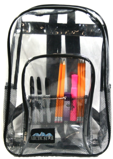 17 IN CLEAR VINYL BACKPACK WITH BLACK TRIM