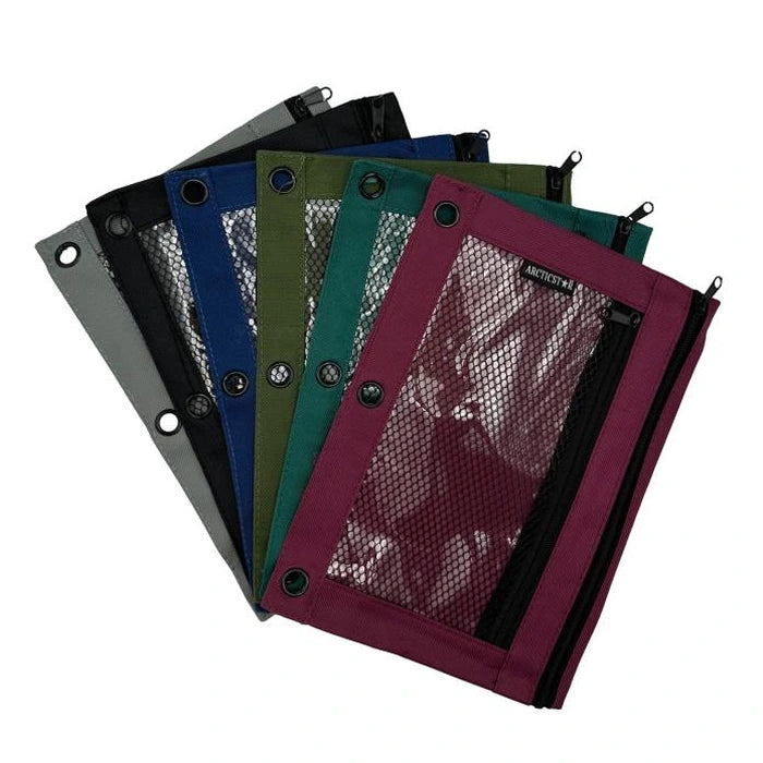 3 RING PENCIL POUCH ASSORTED 2 POCKET 9.25 X 7 IN