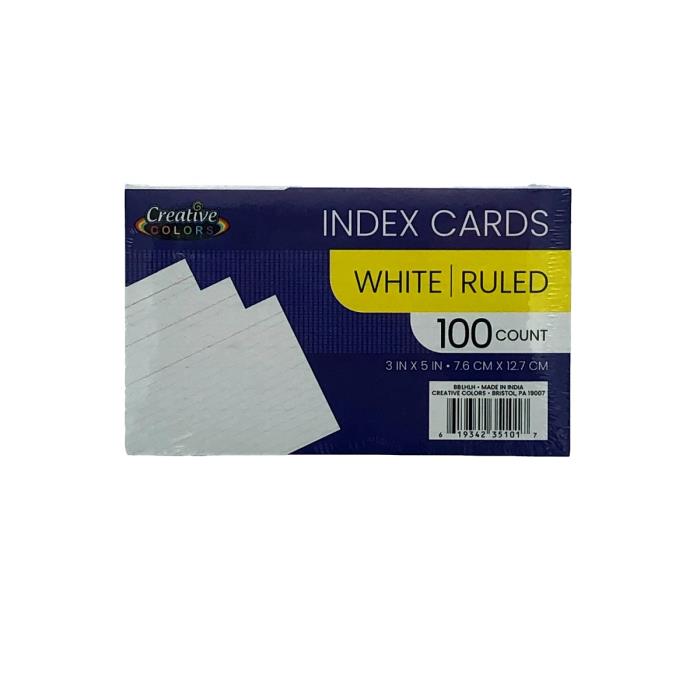 3 X 5 RULED INDEX CARDS 100 PK