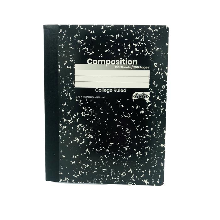 COLLEGE RULED COMPOSITION 100 PAGE NOTEBOOK BLACK