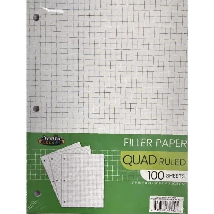 QUAD RULED FILLER PAPER 100 SH