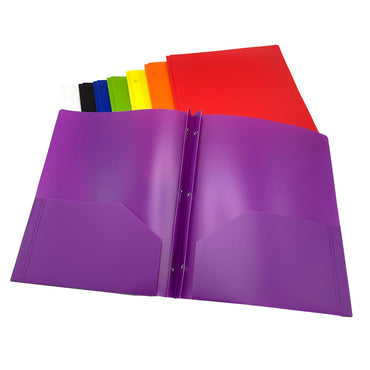 POLY 3 PRONG PORTFOLIO ASSORTED 2 POCKET