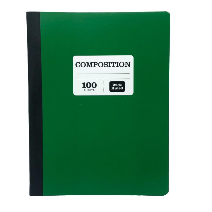 WIDE RULED COMPOSITION 100 PAGE NOTEBOOK GREEN – HDI Wholesale