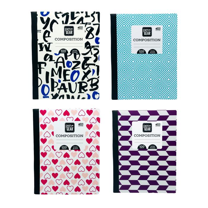 4 PC 100PG WIDE COMPOSITION ASSORTED PRINTS