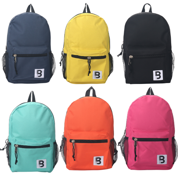 MOCHILA ESCOLAR 15 EN 2 BOLSILLOS LATERALES DE MALLA SURTIDOS