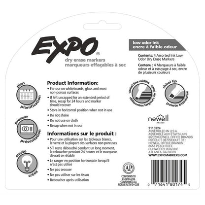 Expo dry erase marker packaging with product information in English and French.