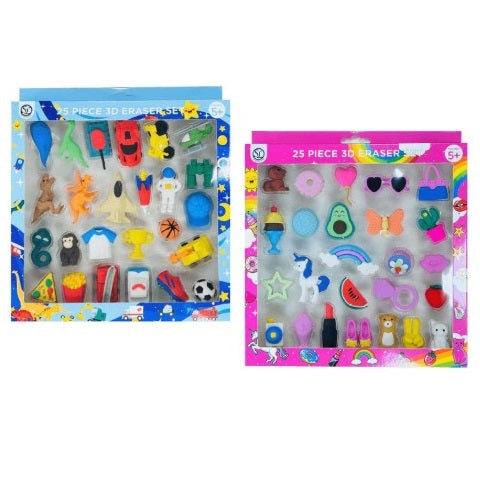 25 PC 3D ERASER SET ASSORTED