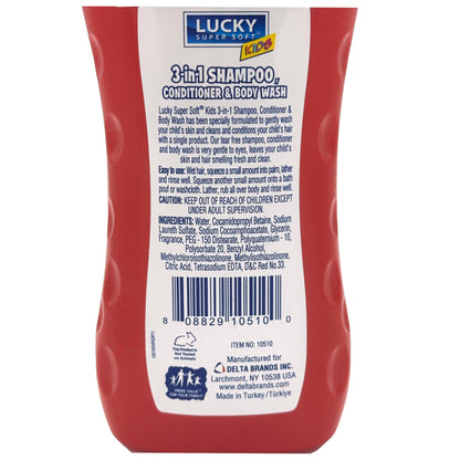 Champú, acondicionador y jabón 3 en 1 de fresa para niños, 12 oz