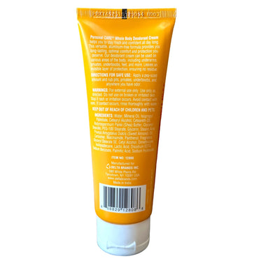 A yellow tube of Personal CARE Whole Body Deodorant Cream.