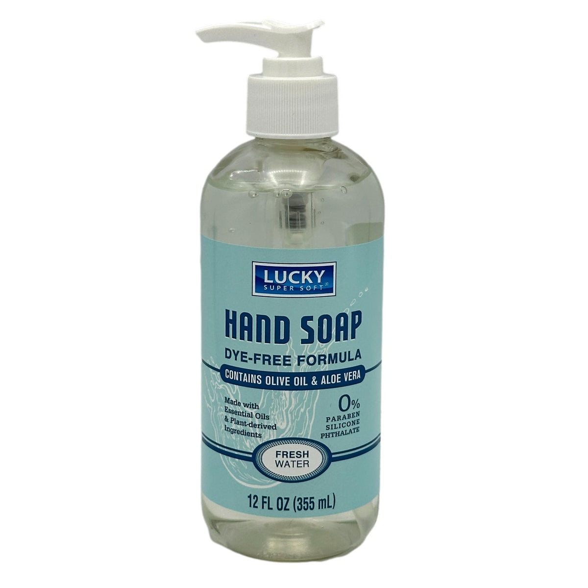 12 OZ FRESH WATER HAND SOAP CONTAINS OLIVE OIL AND ALOE VERA