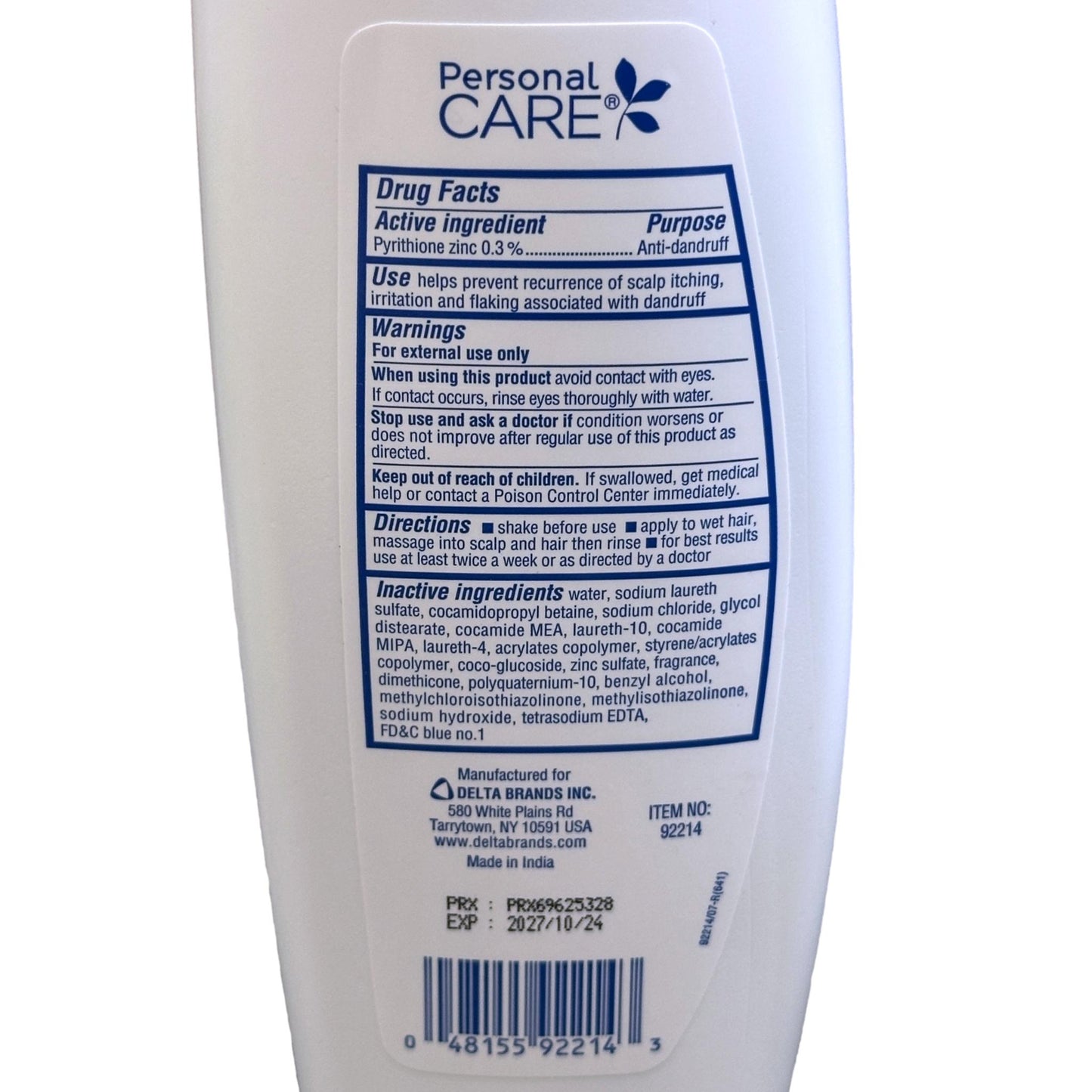 Champú anticaspa de 12 oz