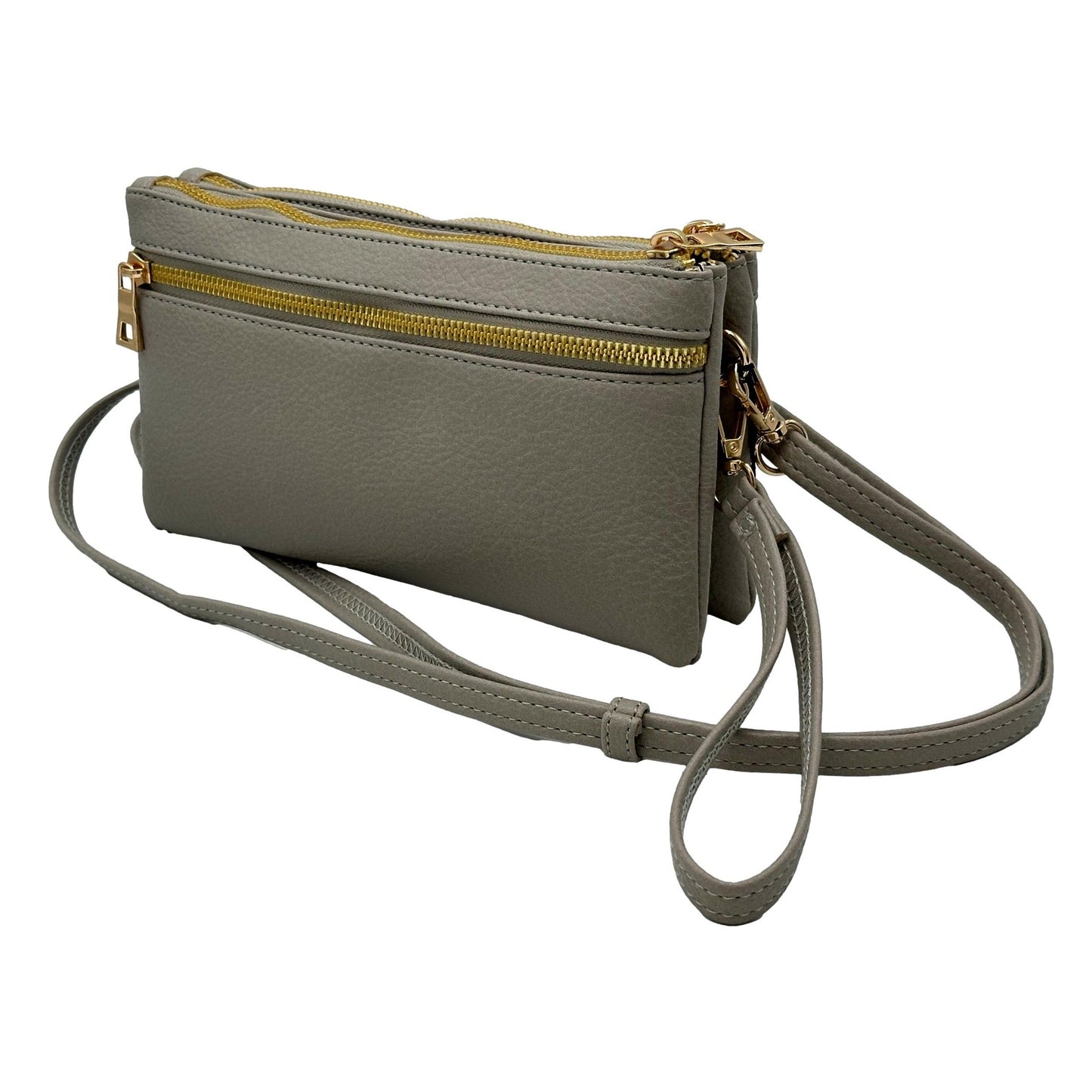DOUBLE ZIPPER CROSSBODY PURSE ASSORTED 9 X 5 X 0.5 IN