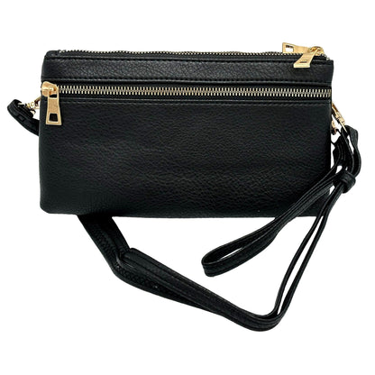 DOUBLE ZIPPER CROSSBODY PURSE ASSORTED 9 X 5 X 0.5 IN