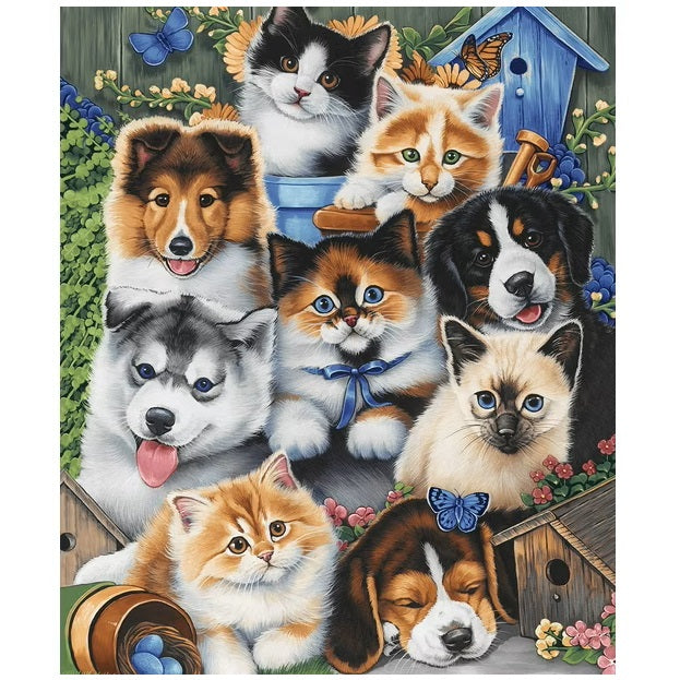 PUPPIES & KITTENS BIRDHOUSE GARDEN FLEECE BLANKET 50 X 60 IN
