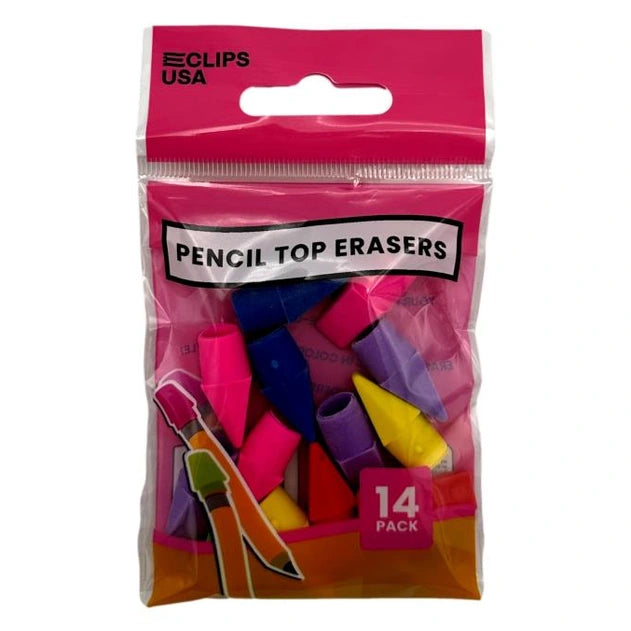 14 CT PENCIL CAP ERASERS ASSORTED