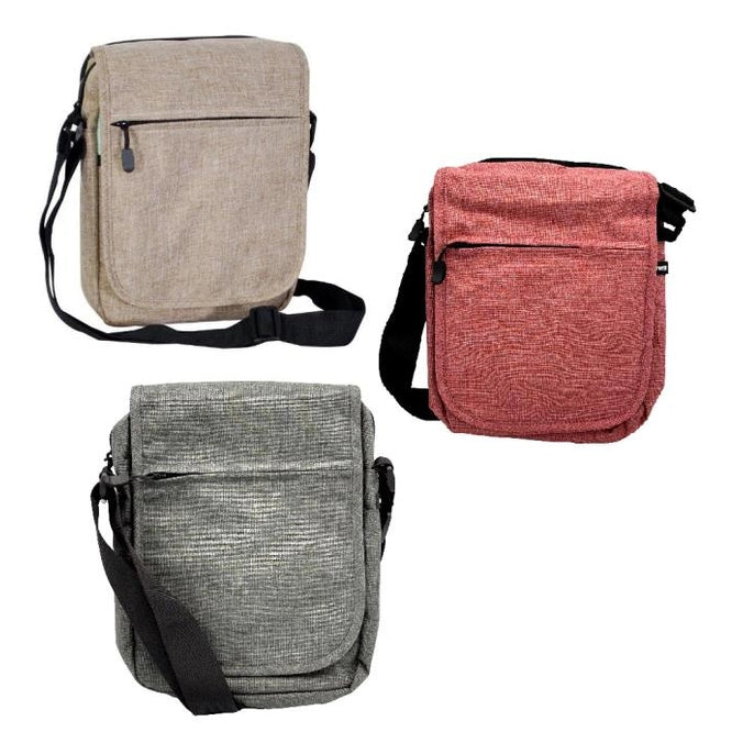 3 POCKET CROSS BODY BAG ASSORTED 11 X 8.25 X 2.5 IN