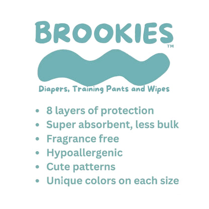 Brookies diaper brand description on a white background