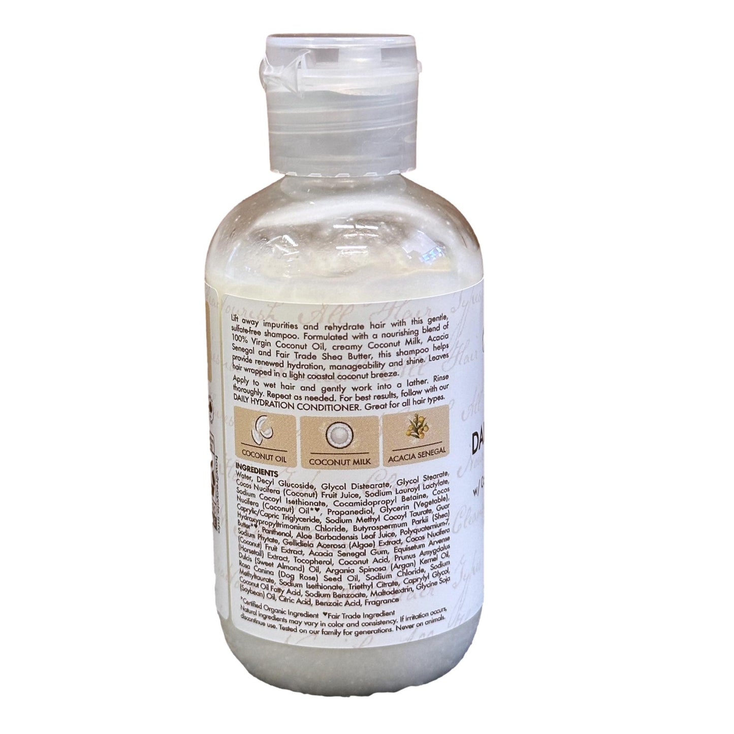 CHAMPÚ DE HIDRATACIÓN DIARIA DE 3.2 OZ ACEITE DE COCO 100% VIRGEN